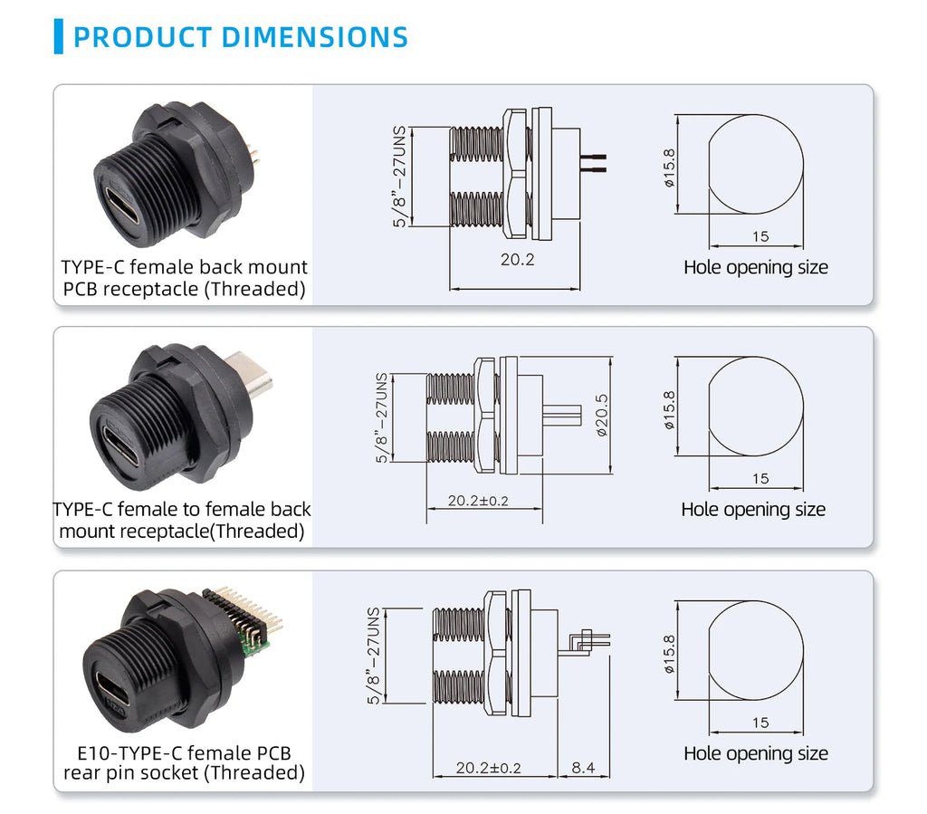 Type-C 3.1/USB A IP68 Waterproof Circular Connector Male to Female Aviation Plug 20Gbit/s PD60W Outdoor Fast Data Charging Cable
