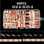 60pcs Assortment Car Auto Copper Ring Terminal Wire Crimp Connector Bare Cable Battery Terminals Soldered Connectors Kit HX-50B