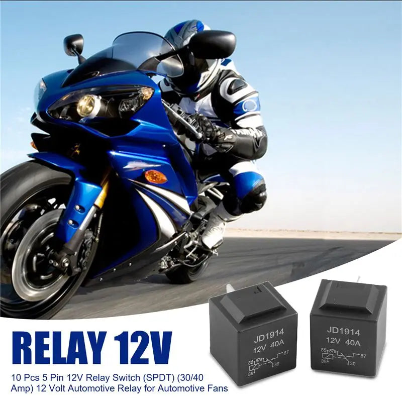 MML-10 Pcs 5 Pin 12V Relay Switch (SPDT) (30/40 Amp) 12 Volt Automotive Relay For Automotive Fans