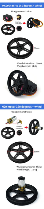 4 PCS 5908 Silicone Tire Wheel Compatible Robot Smart Car N20 TT Motor With 360-degree SG90 MG996R Servo For Arduino Project