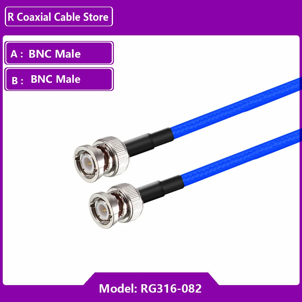 1PC RF Coaxial Cable BNC Male to BNC Male Plug RG316 RG174 RG58 RG179 RG400 RG402 Crimp Connector Dual BNC Male Plug Wire