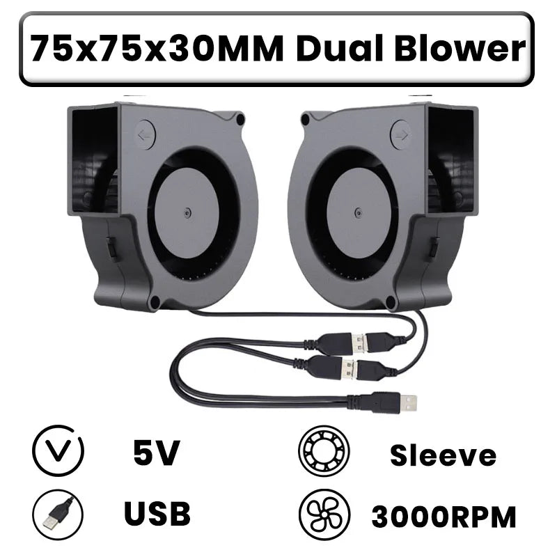GDSTIME Dual 40mm 50mm 60mm 80mm 92mm 120mm 140mm DC 5V Powered USB Fans with 2 in 1 USB Cable for AV Receiver DVR Cooling