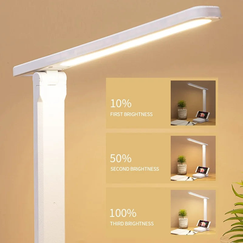Chargeable Folding table lamp eye protection touch dimmable LED lamp bedroom reading USB rechargeable table lamp 2026