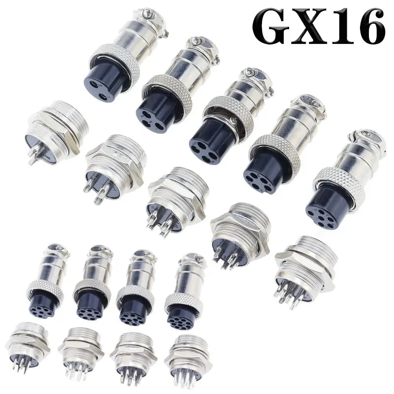 GX16 Aviation Plug Socket Connector 2/3/4/5/6/7/8/9/10Pin M16 Metal Male Female Fixing Panel Mount Docking In-line Joint Adapter