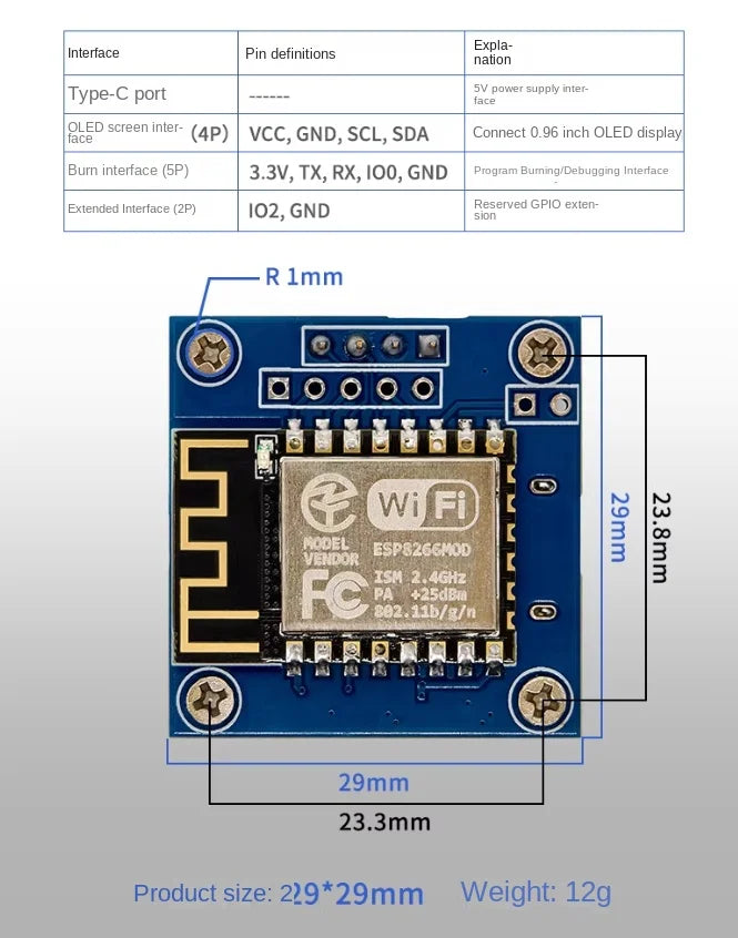 ESP8266-12F BME280 0.96-inch OLED Barometer Temperature and Humidity Module