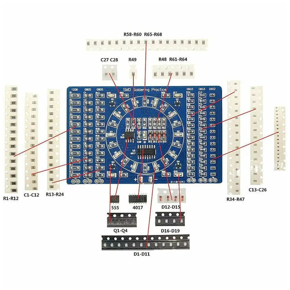 Soldering Practice SMD Circuit Board LED Electronics SMT Components DIY PCB Kit Project Tools Basic For Soldering Kit