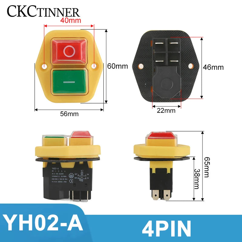YH02 110V 220V Garden Tools Electromagnetic Starter Push Button Switches Machine Tool Equipment IP55 Waterproof Safety with 28A