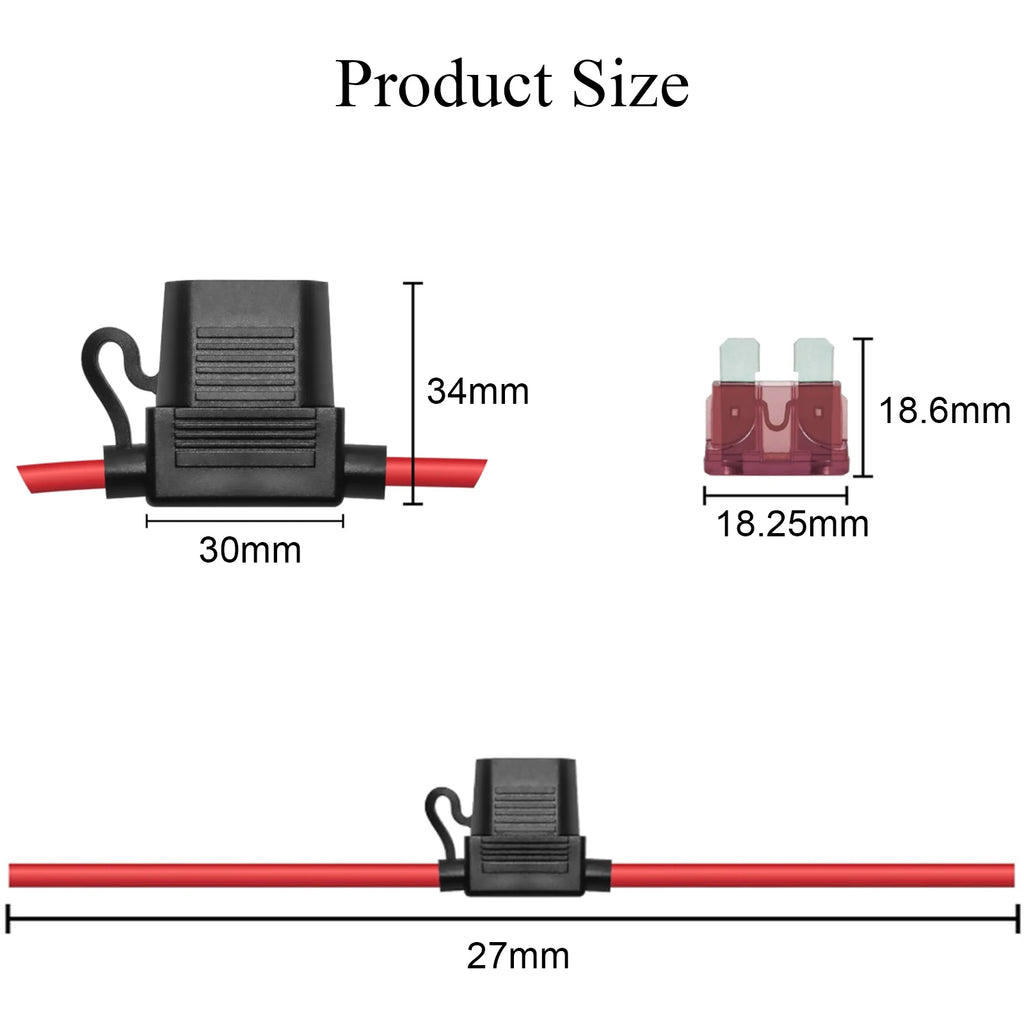 2PCS Inline Fuse Holder 10/12/14/16/18AWG Car Gauge Inline Fuse ATO/ATC Standard Blade Fuse 5A 10A 15A 20A 30A 40A Fuse Holders
