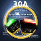 30A/250V Heavy Duty 4 Pin DPST IP67 Sealed Waterproof T85 Auto Boat Marine Toggle Rocker Switch with LED 12V 220V 30x22