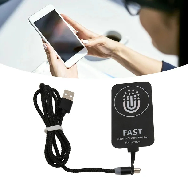 Wireless Charger Receiver 10W Ultra Thin Type C Wireless Charging Patch With Magnetic Charging Cable