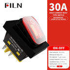 FILN 30A/220V Heavy Duty 4 Pin DPST IP67 Sealed Waterproof T85 Auto Boat Marine Toggle Rocker Switch with LED 12V 220V 30x22