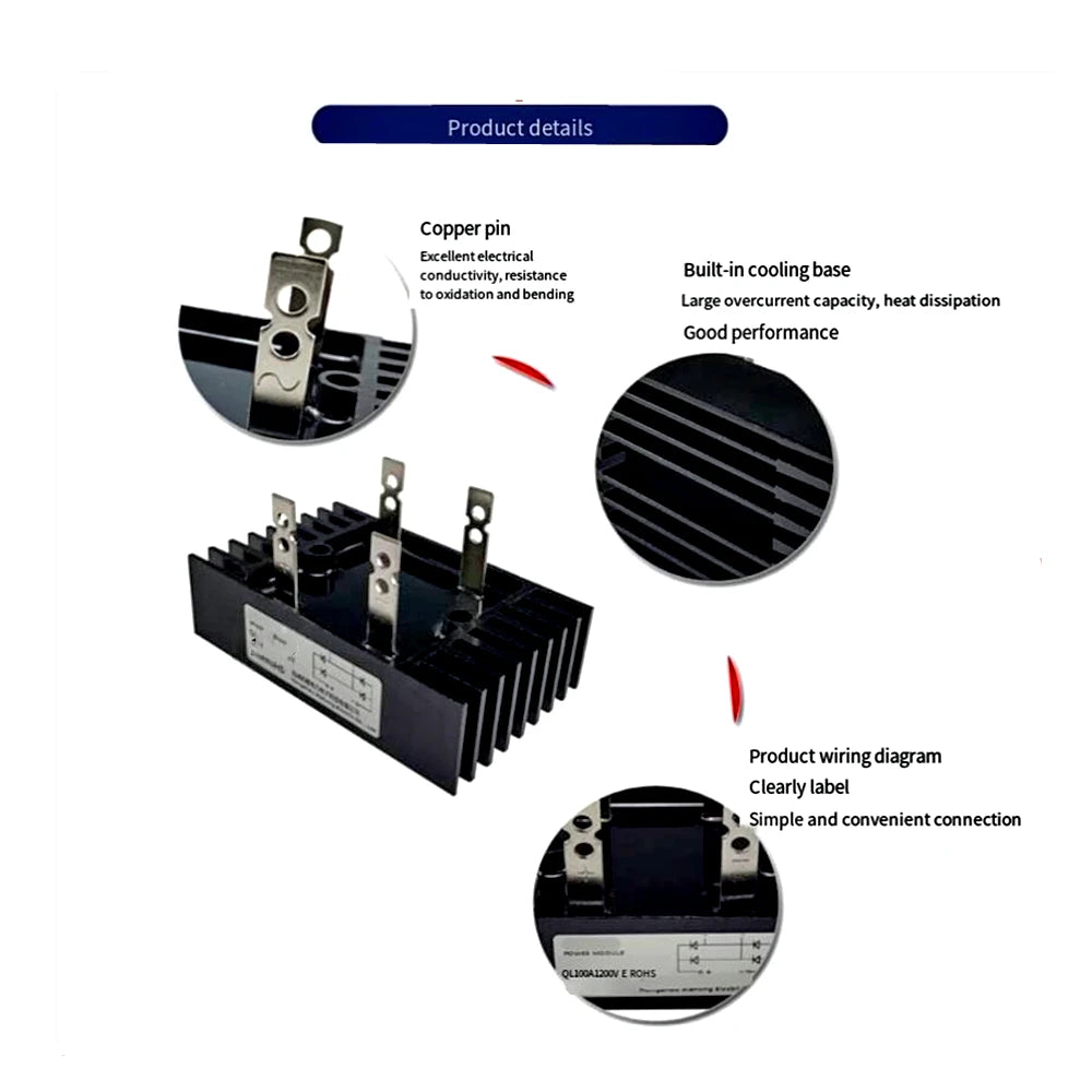 100A 1600V Three Phase Diode Bridge Rectifier AC to DC Generator Voltage Regulator Parts SQL100A-16 Module SQL100A