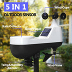 7.5" VA Wireless Tuya Weather Station Auto Alarm Clock Temp-Humidity UV Wind Speed Rainfall Meter Solar Panel Forecast Sensor