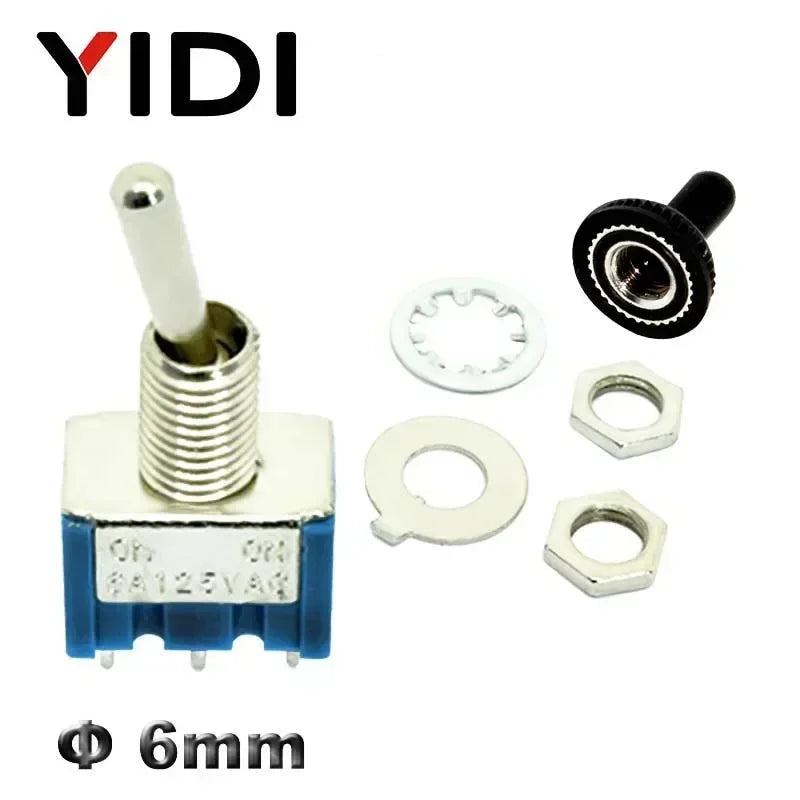 6A 125VAC Mini 6mm Toggle Switch MTS 102 103 202 203 302 303 402 403 on off SPDT DPDT on off on 3PDT Switch with Waterproof Cap