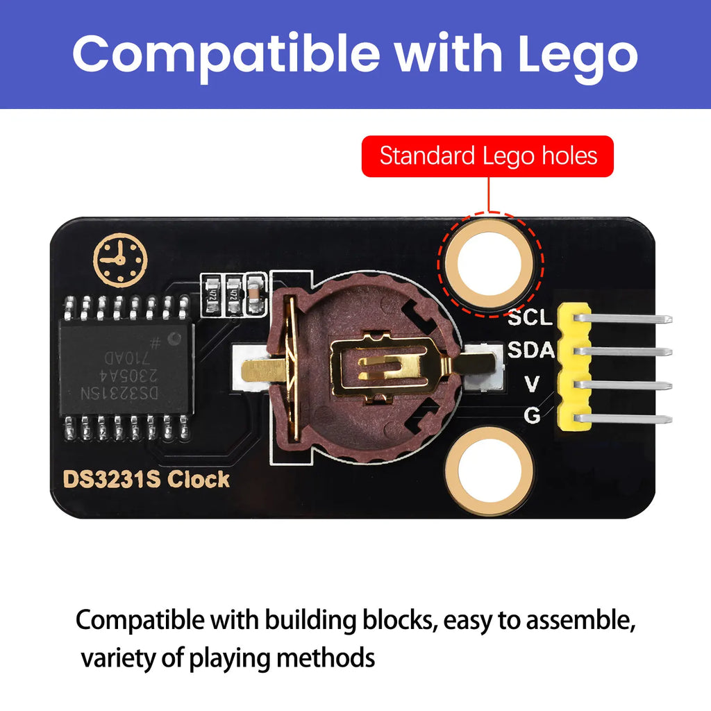 RTC DS3231 Clock Module DIY Electronic Building Blocks For Arduino Projects Compatible With Lego Building Blocks (No Battery)