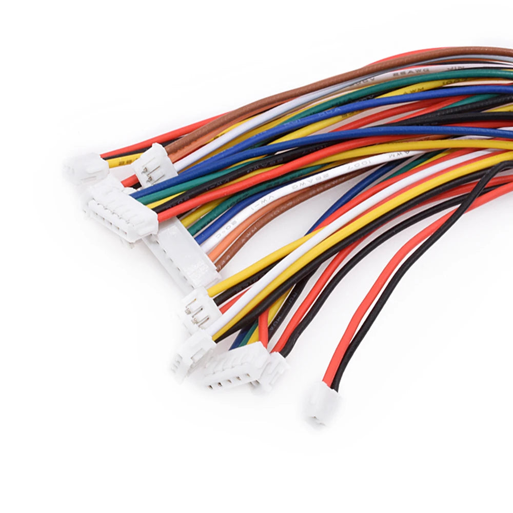 10 Sets JST 1.25mm Pitch Wire Connector Kit, Male/Female Plug & Socket Cable (2-10 Pin) with 28AWG Wire (10/20/30cm)