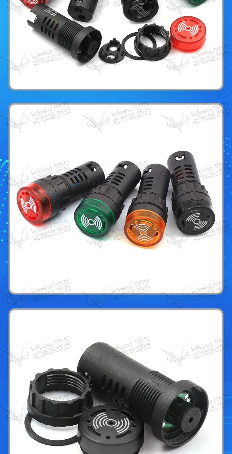 1PCS 12mm AD16-22SM 12V 24V 36V 48/110/220V Flash Signal Light Red LED Active Buzzer Beep Alarm Indicator Red Green Yellow Black