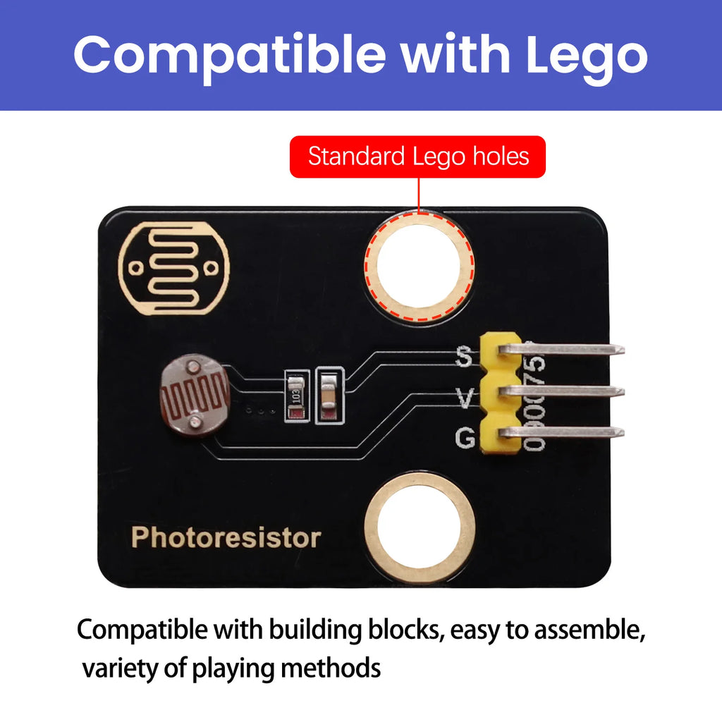 Photoresistor Sensor LDR Sensor Module DIY Electronic Building Blocks for Arduino UNO R3 Projects Compatible with Lego Blocks