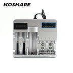 KOSHARE LED Smart Battery Charger For AA AAA Ni-MH Ni-Cd 9V Batteries 18650/16340/14500/21700 /26650/32650 Lithium Battery