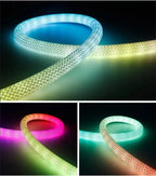 360 Glow Round RGB Neon LED Woven Strip Light 24key Bluetooth APP Remote Control 5V USB WS2812B Music Sync Waterproof Rope Decor