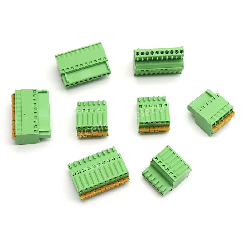 5PCS 2.54mm Terminal Block Green Spring Type Screw Free Push Button Plug Connector 2edgkd 120V 4A