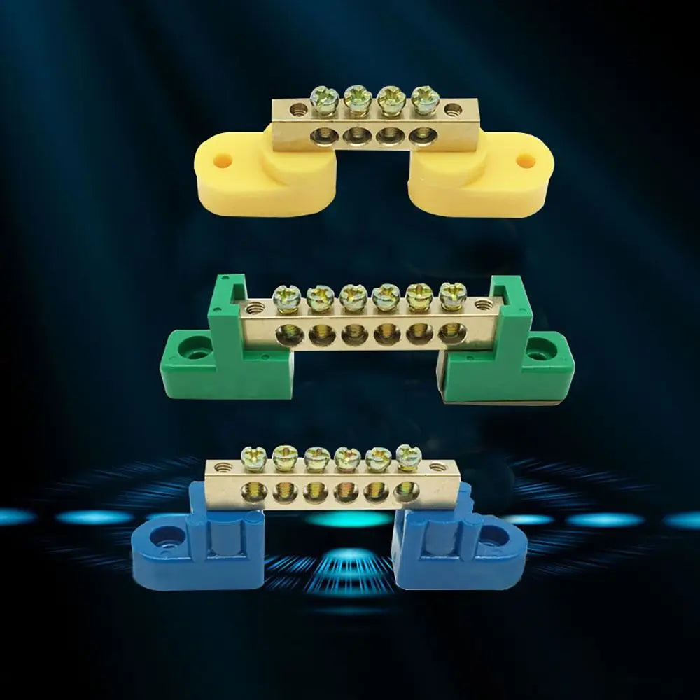 Copper Screw Terminal Block Bar Wiring Row Zero Ground Brass Strip Protection Flame Retardant Distribution Box Connection