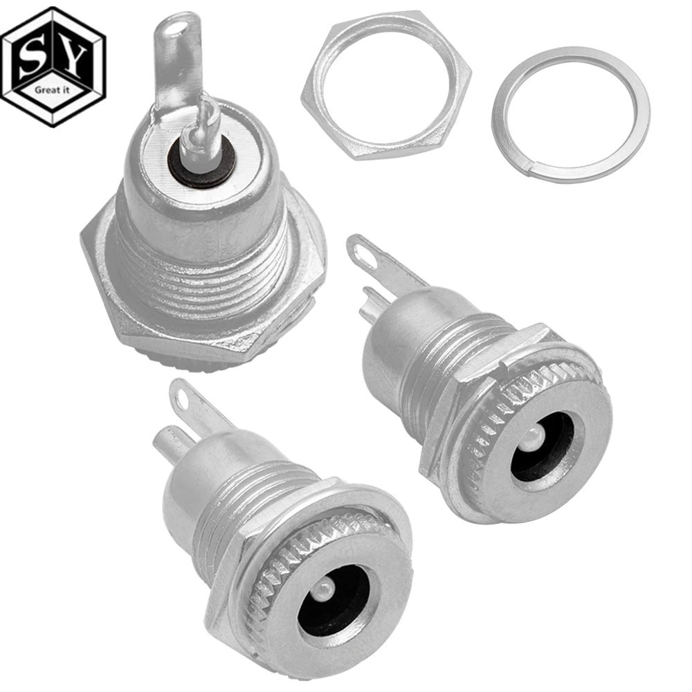 DC099 5.5 mm x 2.1mm DC Power Jack Socket Female Panel Mount Connector Metal DC-099 Open Hole 11MM 5.5*2.1 5.5*2.5
