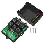 with 6 Way Relays and 14 x ATC/ATO Blade Fuses 12 Volt Fuse Box Relay Box Fuse Relay Box 12V Automotive Universal Fuse Panel