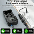 PHOMAX 18650 LCD Rechargeable Battery Fast Charger For Li-ion 18650 26650 14500 16340 18500 & AA AAA 1.2V Ni-MH Ni-Cd Battery
