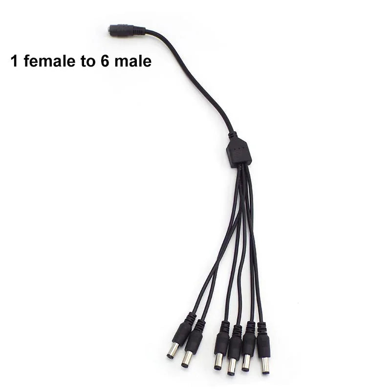 1 Female to 2 3 4 5 6 8 Way Male DC Connector Power Supply Splitter Plug Adapter Cable Cord 5.5x2.1mm for Led Strip Light CCTV P