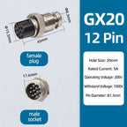 GX20 Aviation Connector 2/3/4/5/6/7/8 Pin Male Female Metal Plug Socket Push Pull Cable Connector Silver Plated Co