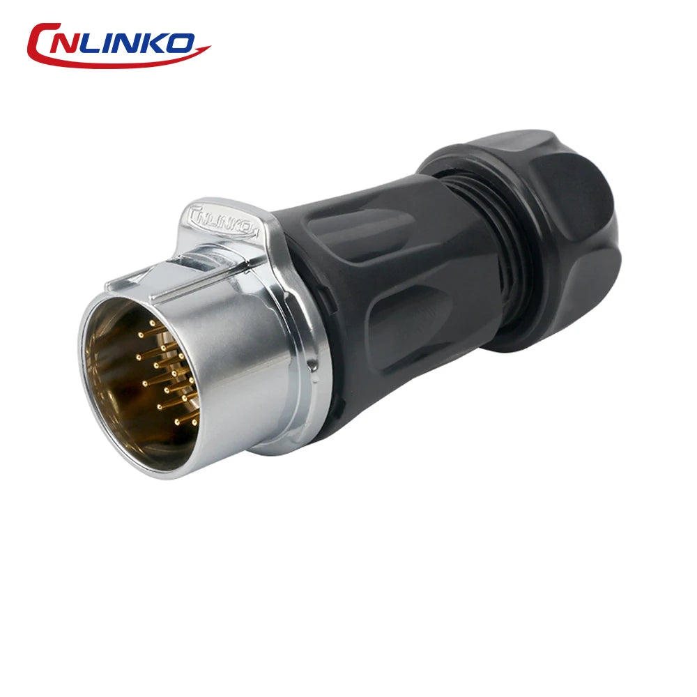 CNLINKO M24 PBT Waterproof Circular Solder Type Connector Female Plug+Male Mating Socket for Industrial Signal & Power Systems