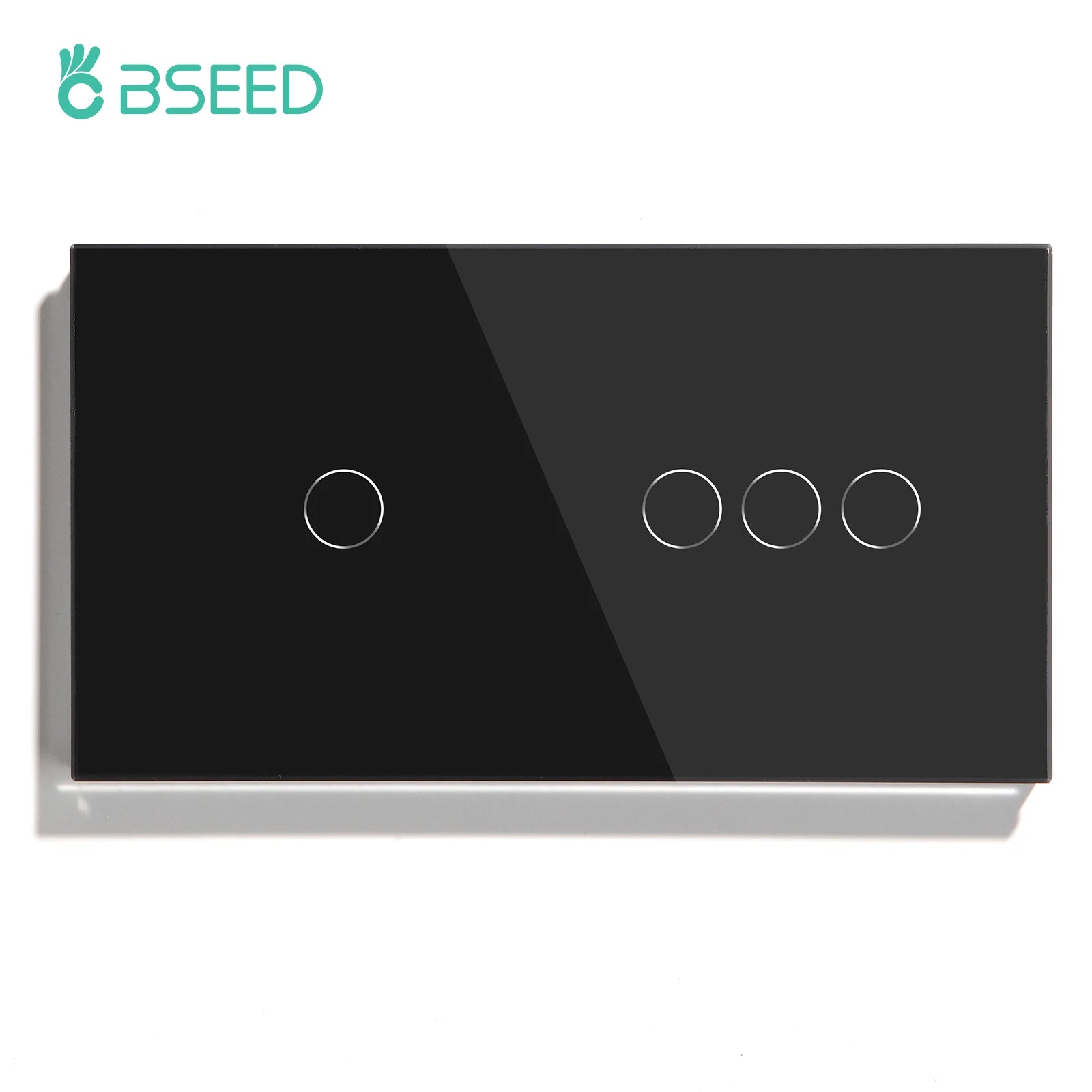 BSEED Touch Switches 1/2/3Gang 1Way Wall Light Switches Blue LED Backlight Glass Sensor Screen Home Switches Black EU Standard