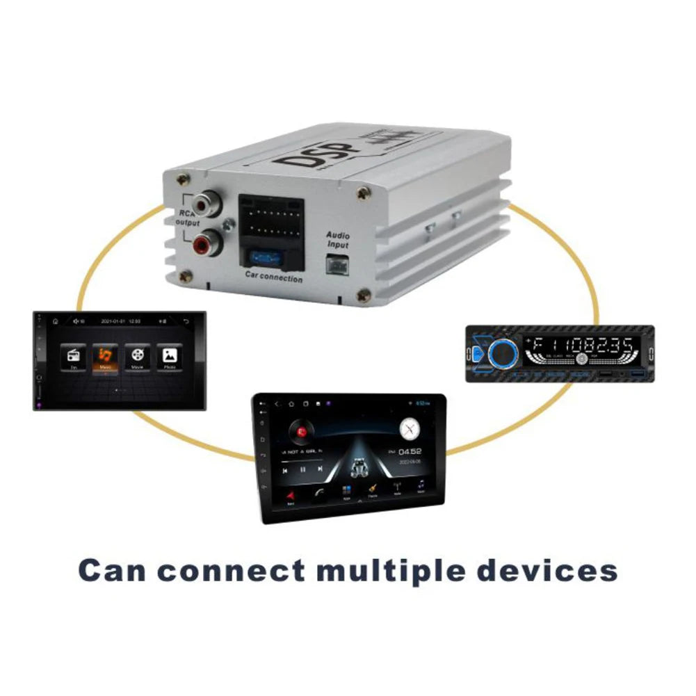 4 In 6 Out  Car Audio DSP with Smartphone App Control Adjustable Bass Treble USB Digital Sound Signal Processor W/ Power Cord