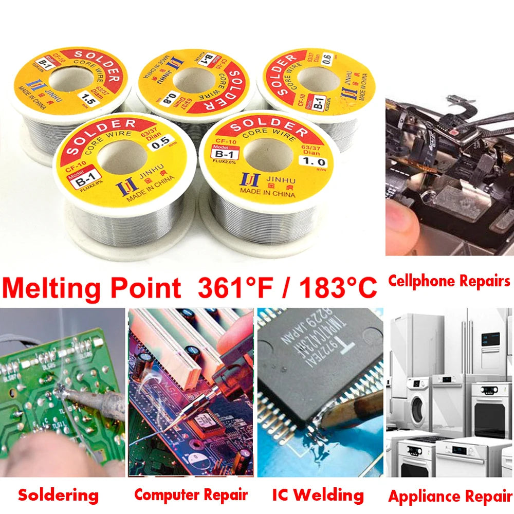 100g Tin Welding Wire Melt Rosin Core Solder Wire 63/37 Flux 2% 0.5/0.6/0.8/1.0/1.2/1.5/2.0mm Soldering Iron Tin For Electrical