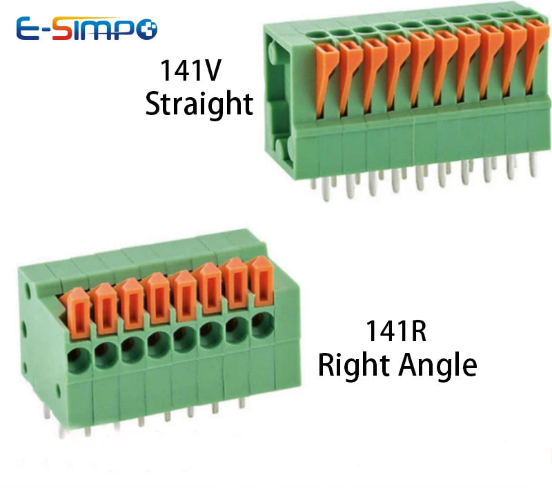 10pcs Splicable 2.54mm DG141V FFKDS/V Straight KF141R Right Angle FFKDS/H 150V/2A PCB Wire Spring Connector Terminal Block