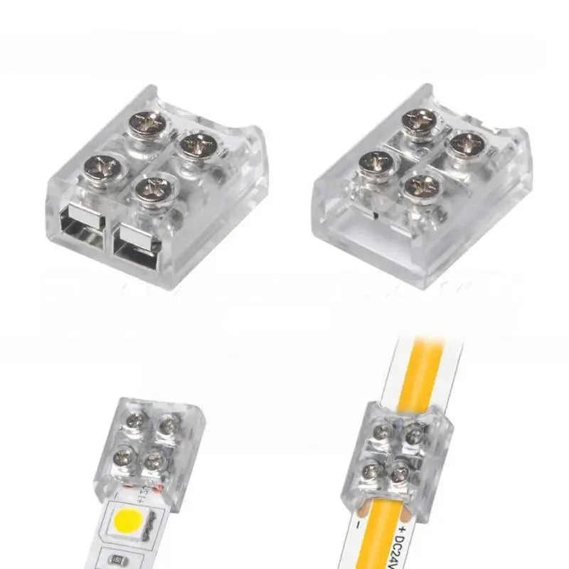 10Pcs Screw Fixing Solder-Free LED Strip Connector 2 Pin Quick Wire Connector For 8mm/10MM LED Light Strip Terminal Adapter