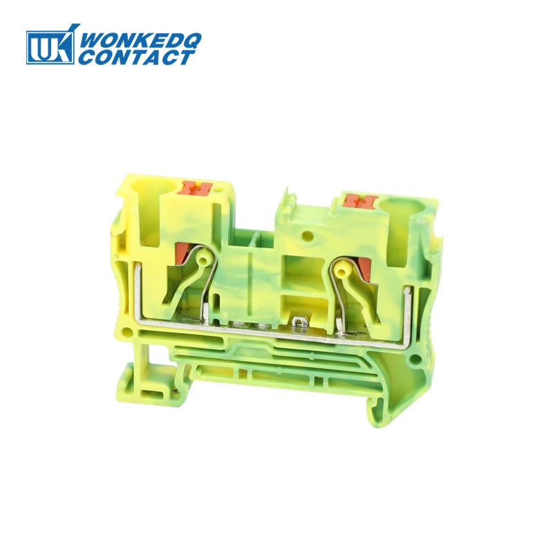 PT6-PE Push-in 6mm² Ground Din Rail Terminal Block Feed-Through Protective Earth Strip Plug Wire Electrical Connector PT 6-PE