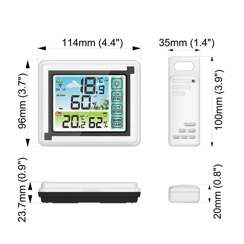 Digital Weather Station Clock Indoor Outdoor Weather Forecast Barometer Thermometer Hygrometer with 1Pc Wireless Outdoor Sensor