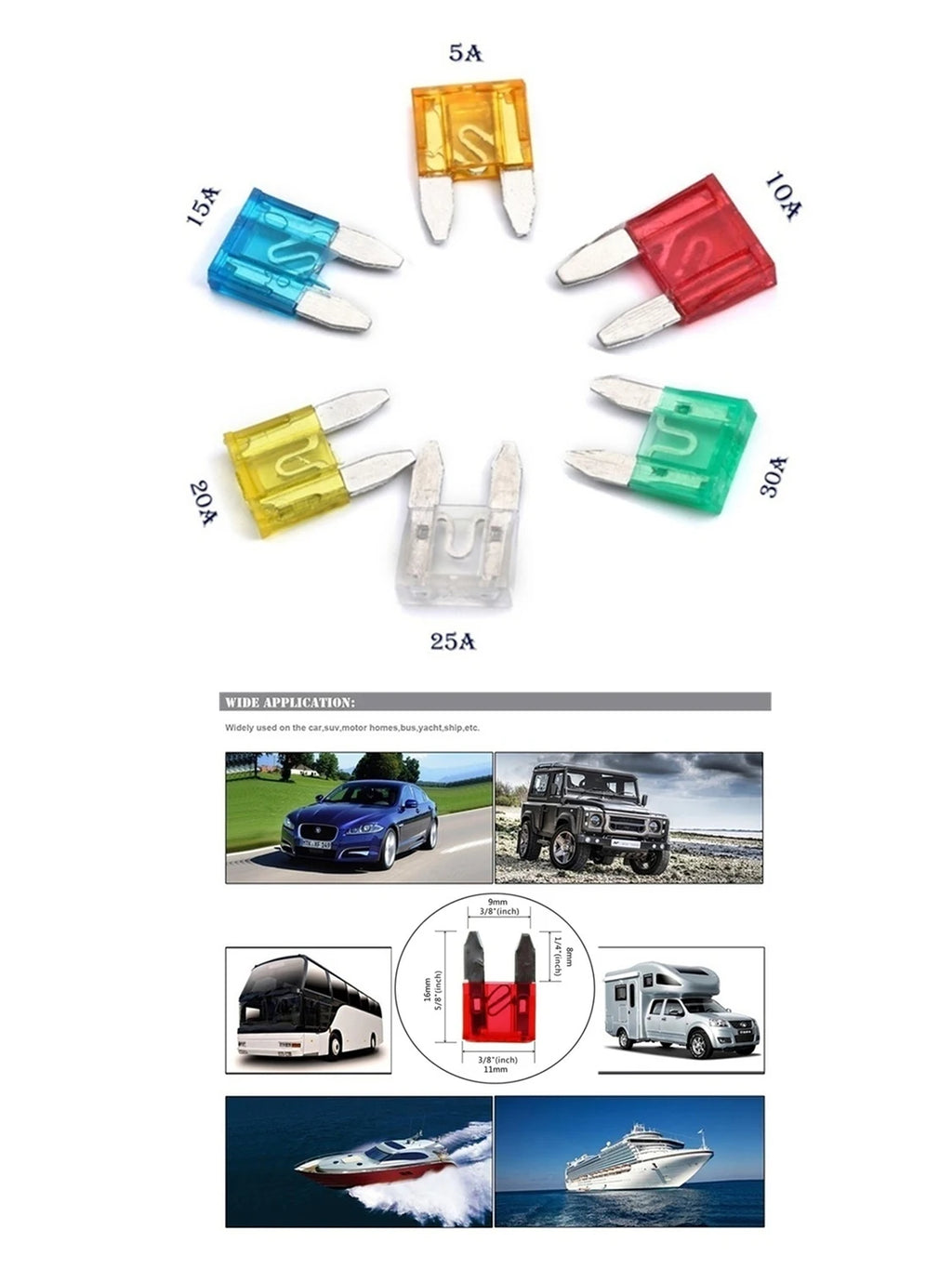 100/120pcs Car Blade Fuses Assortment Kit, Automotive Replacement Fuses Low Profile Mini Blade Fuses for Car Boat Truck