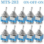 10Pcs Waterproof Cap Miniature Toggle Switch ON-OFF-ON / ON-ON SPDT DPDT MTS-102 MTS-103 MTS-202 MTS-203 Rocker Switch