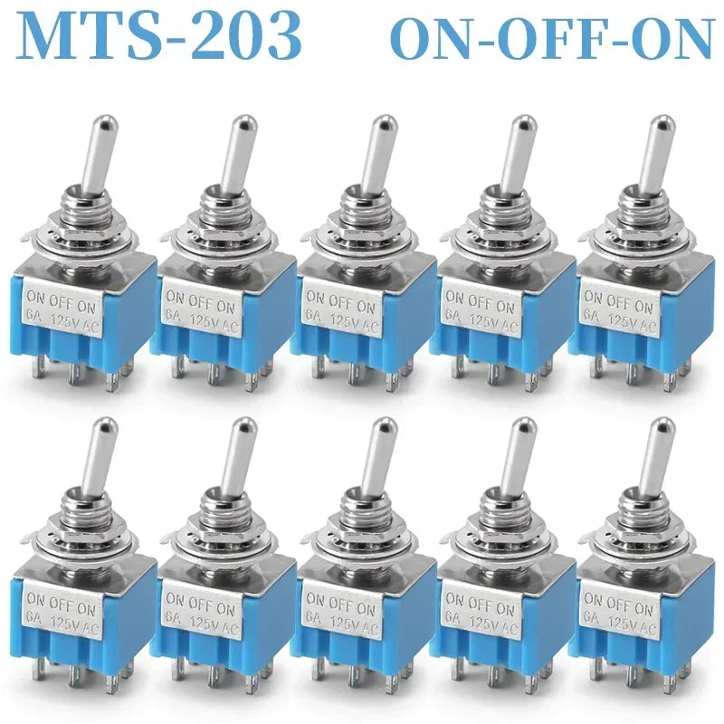 10Pcs Waterproof Cap Miniature Toggle Switch ON-OFF-ON / ON-ON SPDT DPDT MTS-102 MTS-103 MTS-202 MTS-203 Rocker Switch
