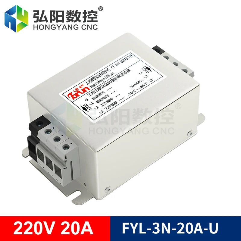 EMI Power Filter Fyln-12N-30A-U Universal 3-Phase Filter 30A 380V AC Power Electromagnetic Inverter Servo Filter