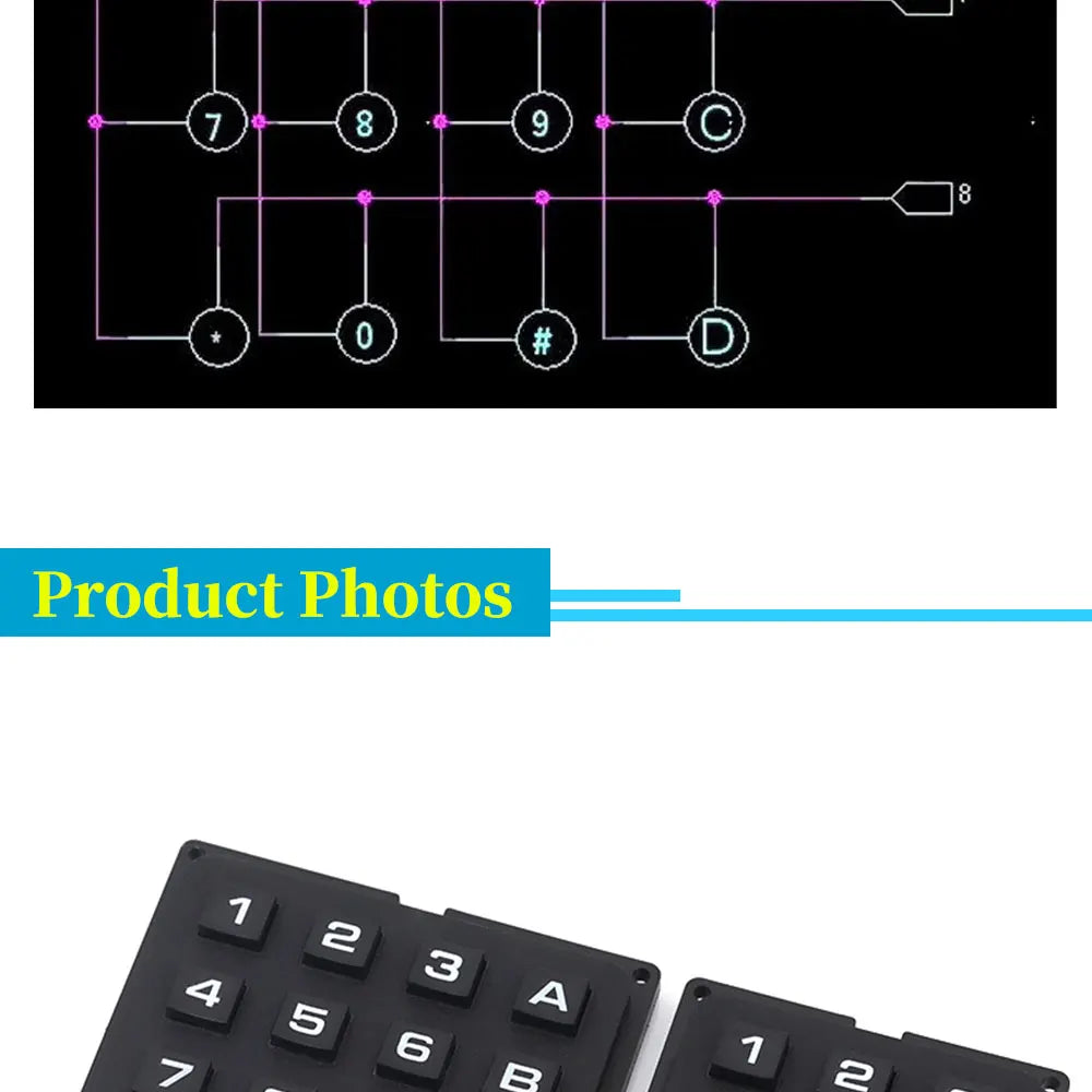 3*4 4*4 Matrix Switch Keyboard Keypad Array Module ABS Plastic Keys 4x4 3x4 12 16 Key Button Membrane Switch DIY Kit forArduino