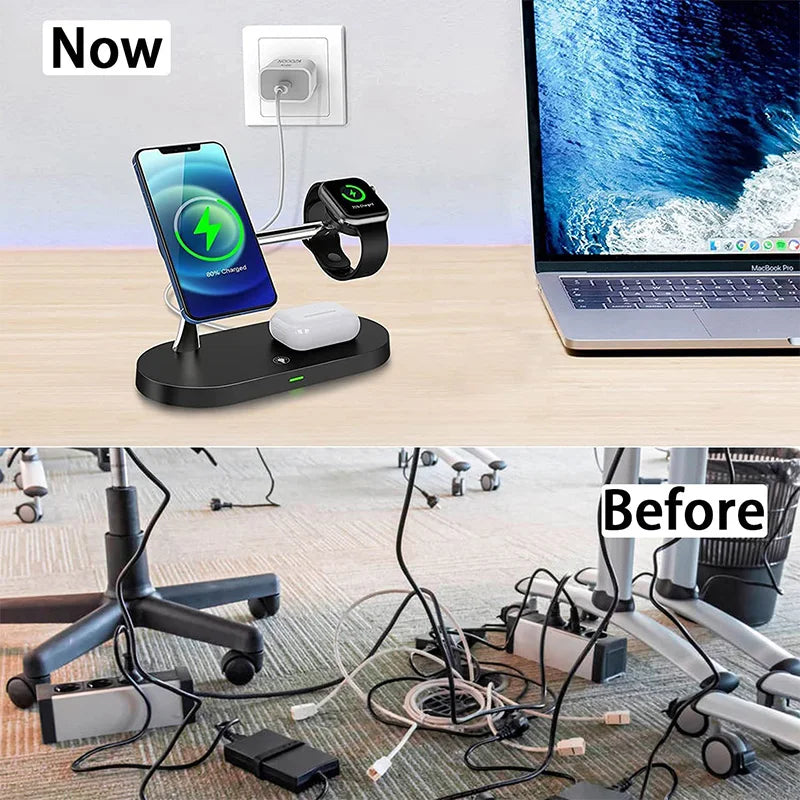 3 in 1 Magnetic Wireless Charger For iPhone 16 15 14 13 12 Fast Charging Station for Apple Watch 10 9 8 7 6 5 4 Airpods 2 3 Pro