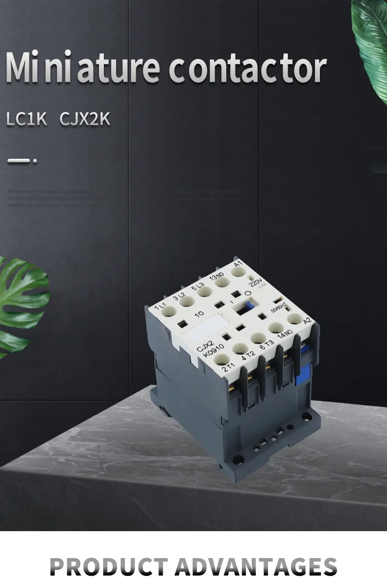 Mini AC Contactor, CJX2-K0910, K0901, K1210, K1201, K1610, 3main 1NO/3main 1NC Coil Voltage,230V, 50Hz,60Hz,9A,12A,16A 110V,24V