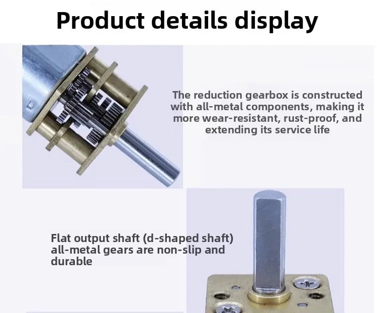 N20 Encoder Motor with Hall Sensor, 6V DC Micro Gear Motor Low Speed, M4 Threaded Shaft for DIY Robotics and Models