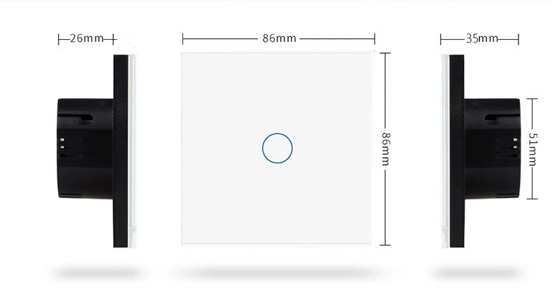 AXUS EU Touch Switch  AC100-240V Power LED 1/2/3 Gang Crystal Glass Panel Wall Lamp Light Switch Sensor Switches Interruttore