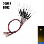 50Pcs 0402 0603 SMD Lamp Wired Micro Litz Led Pre-soldered Chip Wired 12V 30cm Railway Model Toy Light DIY Leads with Resistance