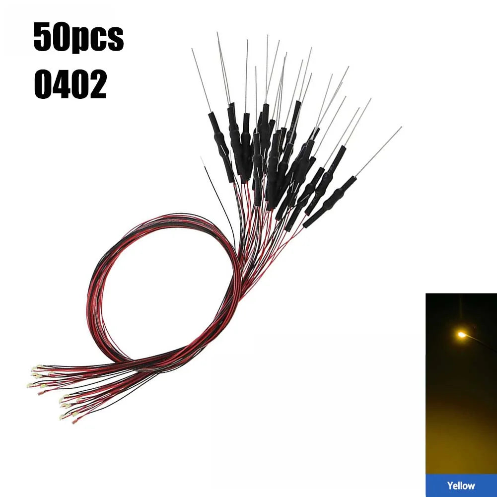 50Pcs 0402 0603 SMD Lamp Wired Micro Litz Led Pre-soldered Chip Wired 12V 30cm Railway Model Toy Light DIY Leads with Resistance